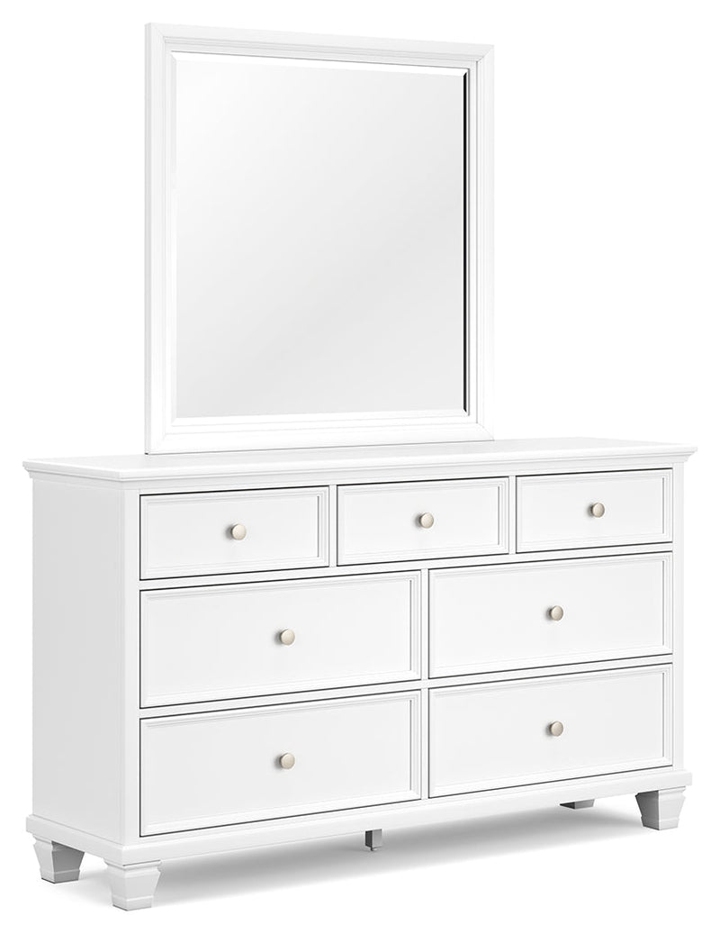 Fortman White California King Panel Bed with Mirrored Dresser from Ashley - DMV Furniture
