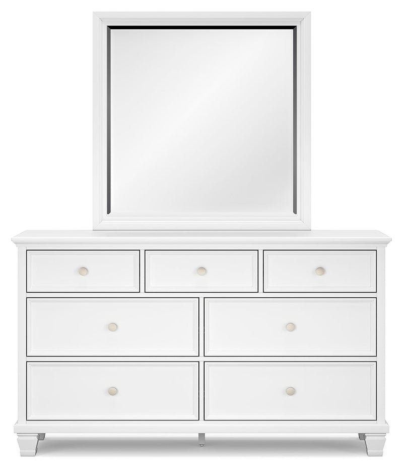 Fortman White California King Panel Bed with Mirrored Dresser from Ashley - DMV Furniture