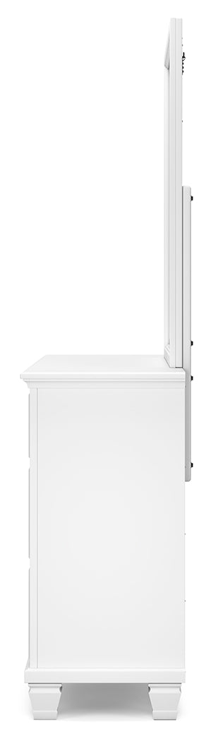 Fortman White King Panel Bed, Dresser, Mirror and Nightstand from Ashley - DMV Furniture