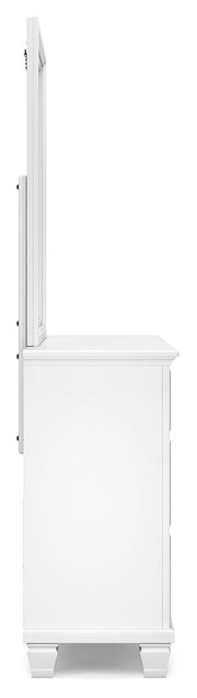 Fortman White California King Panel Bed with Mirrored Dresser from Ashley - DMV Furniture