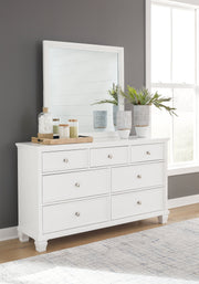 Fortman White California King Panel Bed with Mirrored Dresser from Ashley - DMV Furniture