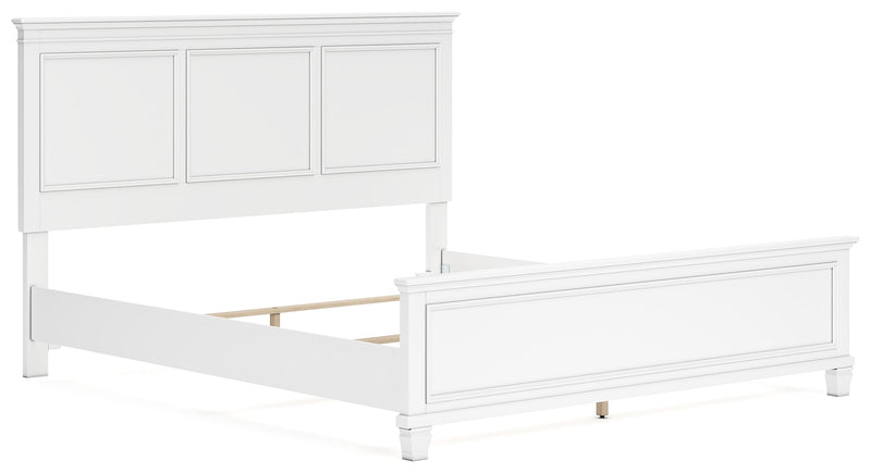 Fortman White California King Panel Bed with Mirrored Dresser from Ashley - DMV Furniture