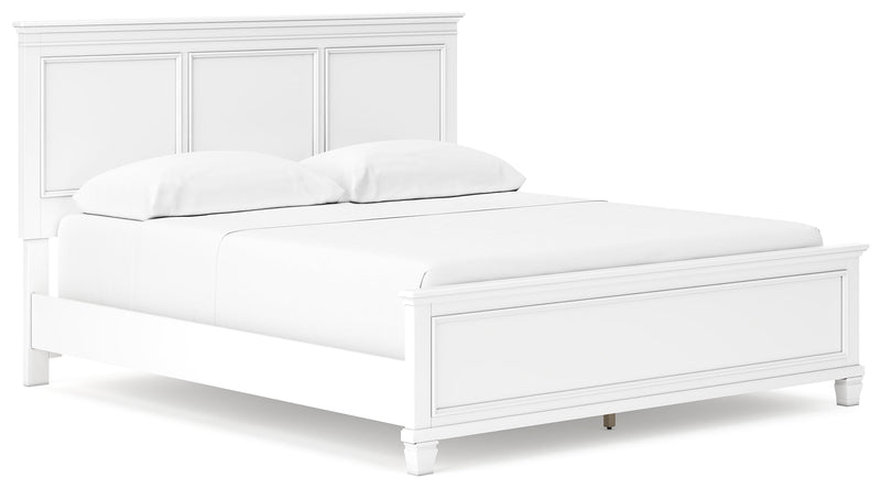 Fortman White California King Panel Bed with Mirrored Dresser from Ashley - DMV Furniture