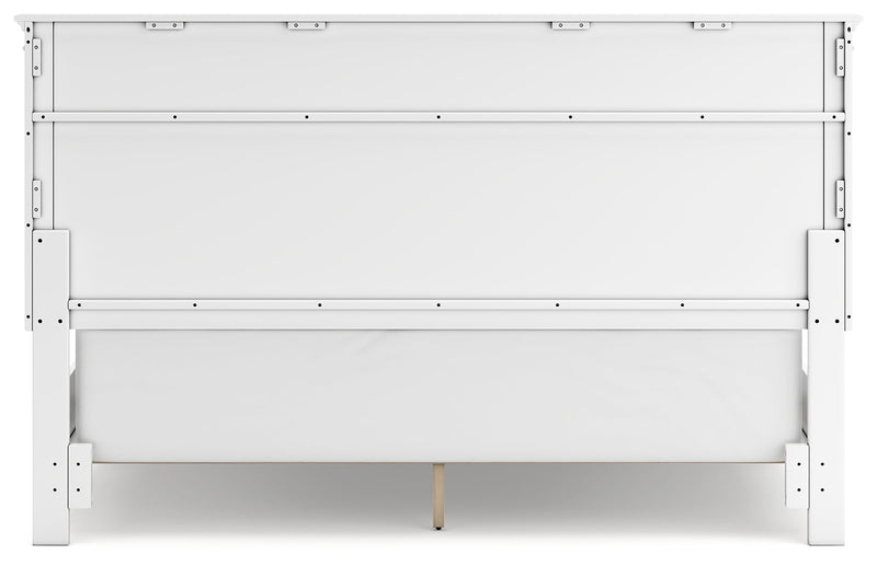 Fortman White California King Panel Bed with Mirrored Dresser from Ashley - DMV Furniture