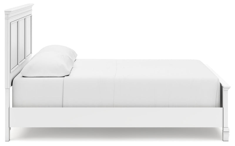 Fortman White California King Panel Bed with Mirrored Dresser from Ashley - DMV Furniture