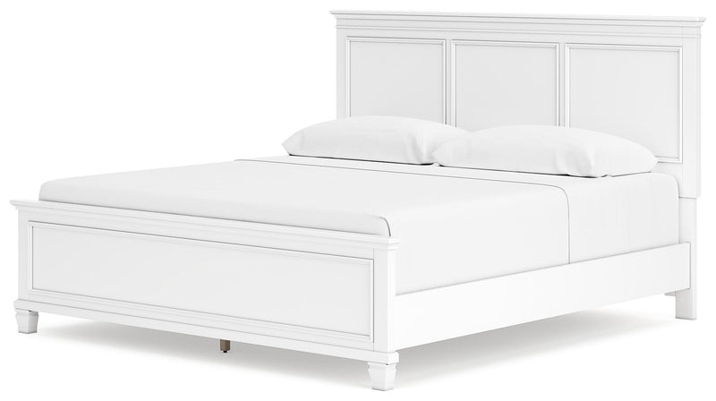 Fortman White King Panel Bed, Dresser, Mirror and Nightstand from Ashley - DMV Furniture