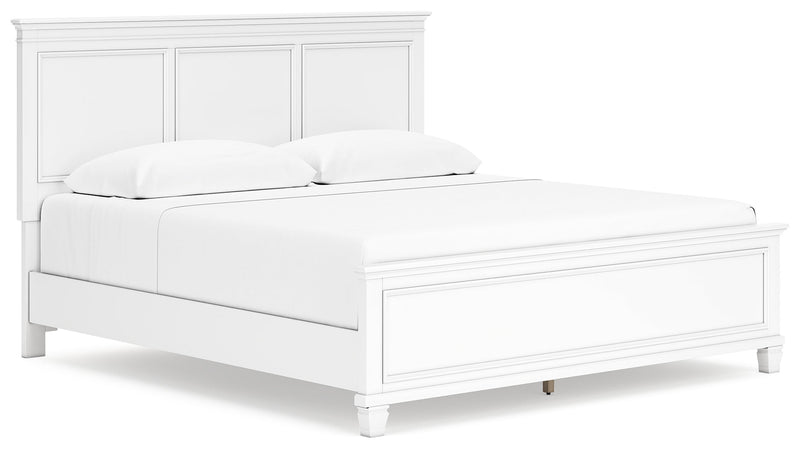 Fortman White King Panel Bed, Dresser, Mirror and Nightstand from Ashley - DMV Furniture