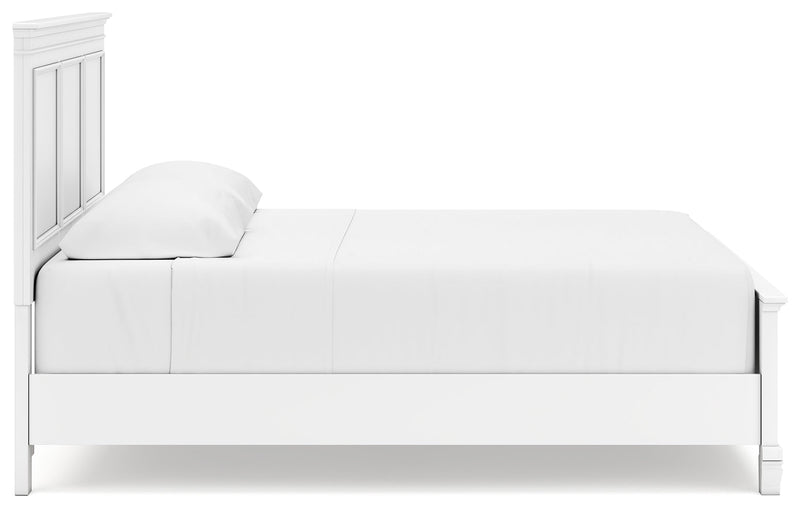 Fortman White King Panel Bed, Dresser, Mirror and Nightstand from Ashley - DMV Furniture