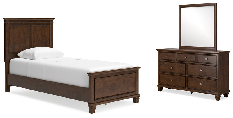 Danabrin Brown Twin Panel Bed with Mirrored Dresser from Ashley - DMV Furniture