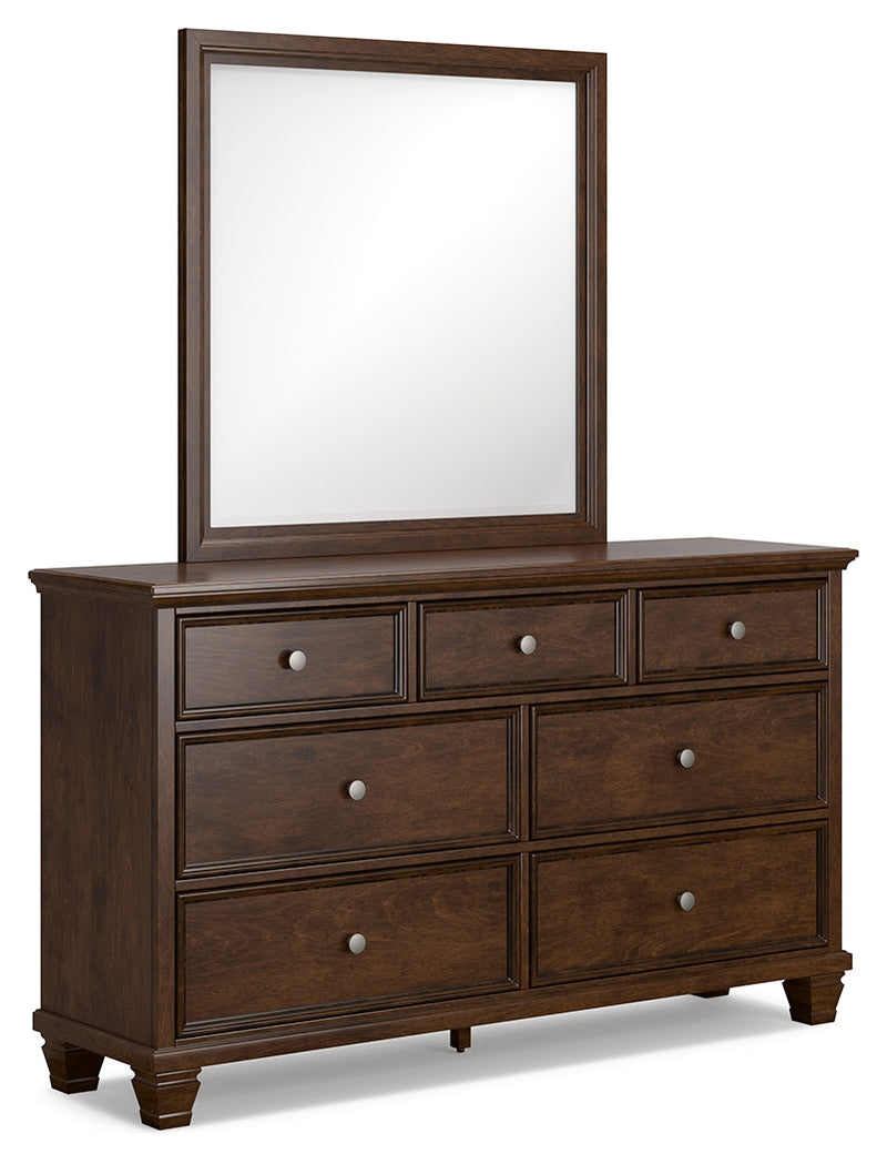 Danabrin Brown Queen Panel Bed with Mirrored Dresser from Ashley - DMV Furniture