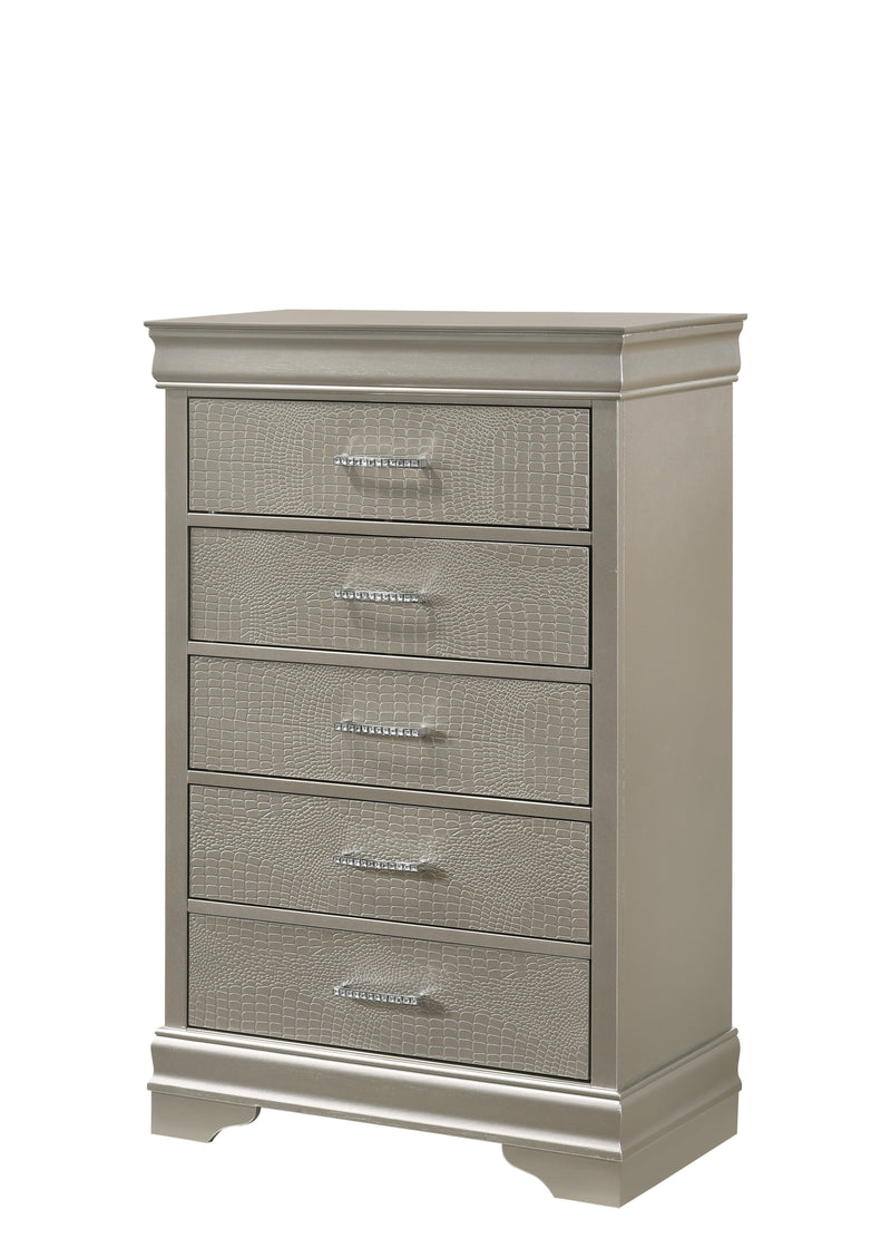 Amalia Silver Upholstered Panel Bedroom Set - DMV Furniture