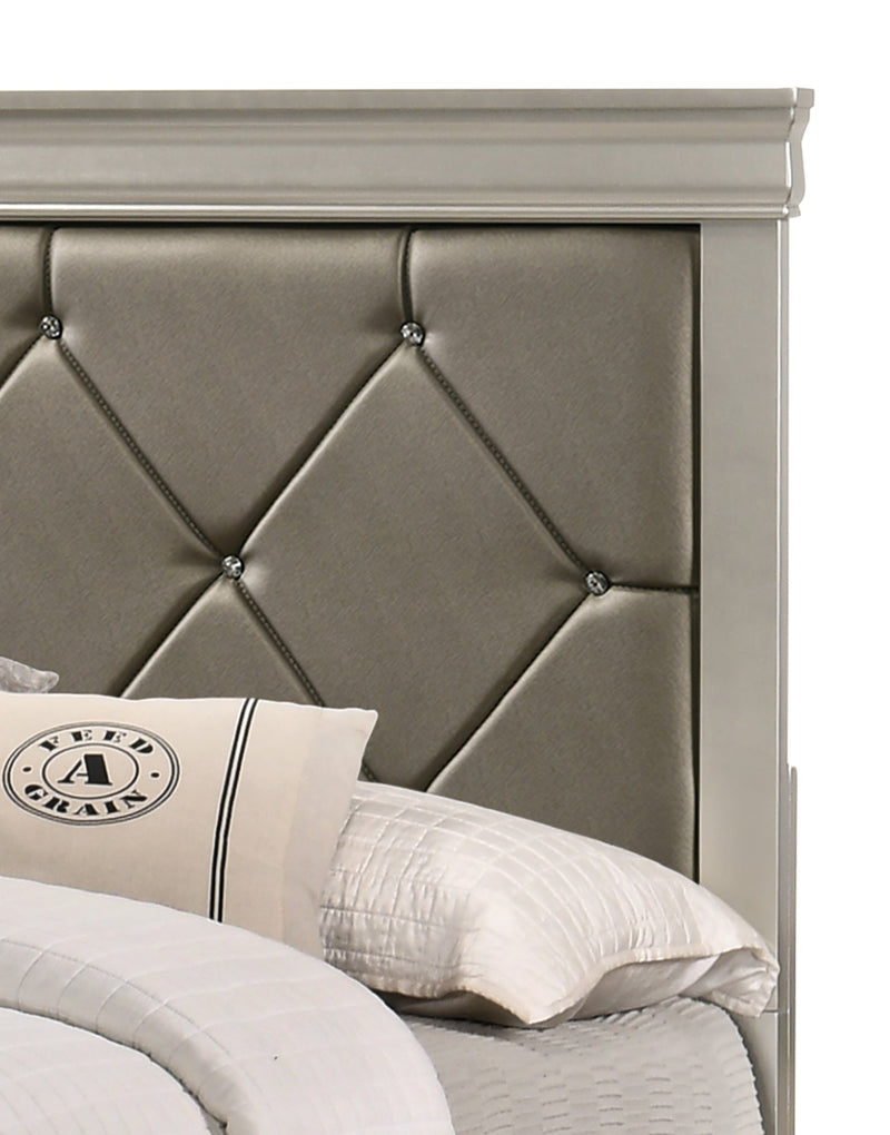 Amalia Silver Twin Panel Bed - DMV Furniture