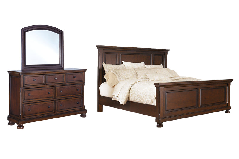 Porter Rustic Brown California King Panel Bed, Dresser and Mirror from Ashley - DMV Furniture