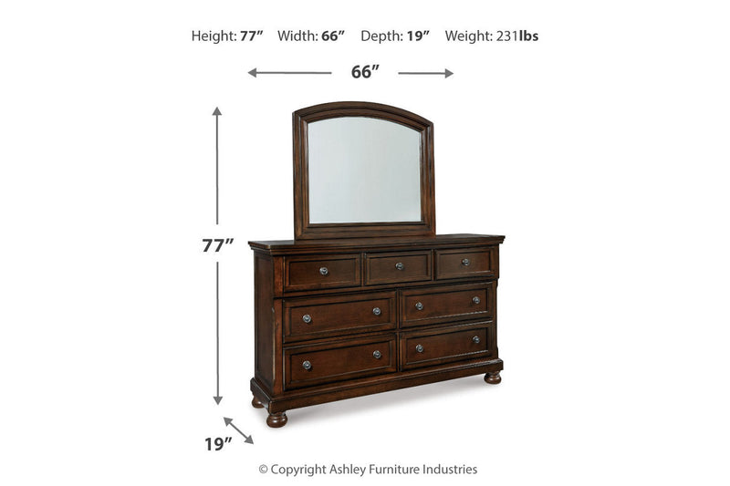 Porter Rustic Brown Dresser and Mirror -  Ashley - DMV Furniture