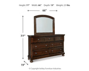 Porter Rustic Brown King Panel Bed with Mirrored Dresser and Chest from Ashley - DMV Furniture