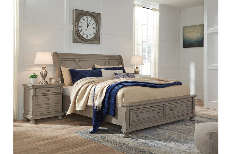 Lettner Light Gray Queen Sleigh Bed with 2 Storage Drawers from Ashley - DMV Furniture