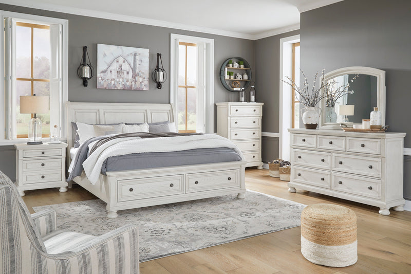 Robbinsdale Antique White Sleigh Storage Bedroom Set from Ashley - DMV Furniture