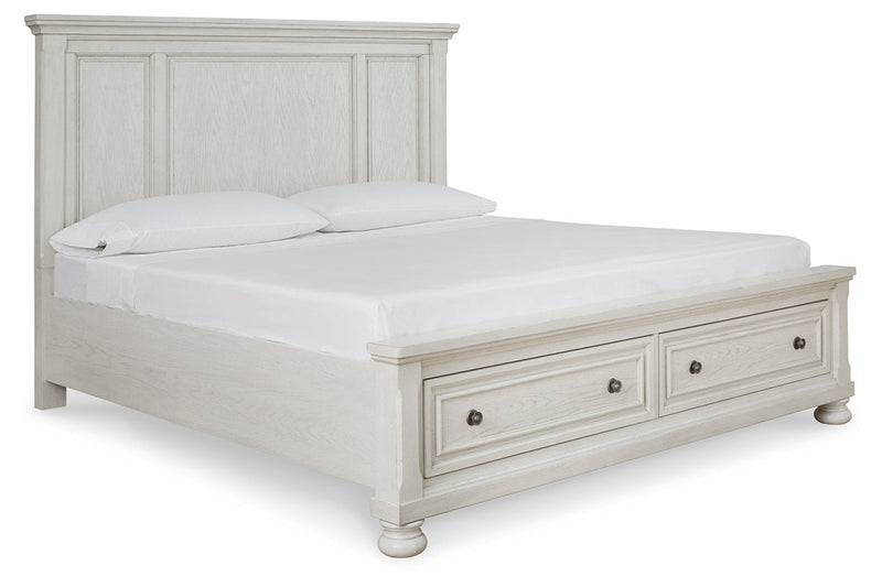 Robbinsdale Antique White King Panel Storage Bed from Ashley - DMV Furniture