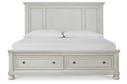 Robbinsdale Antique White King Panel Storage Bed from Ashley - DMV Furniture