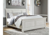 Robbinsdale Antique White King Sleigh Bed -  Ashley - DMV Furniture