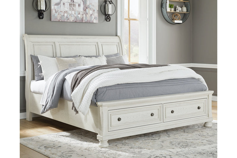 Robbinsdale Antique White Sleigh Storage Bedroom Set from Ashley - DMV Furniture