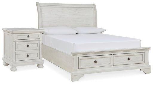 Robbinsdale Antique White Full Storage Bed and Nightstand from Ashley - DMV Furniture