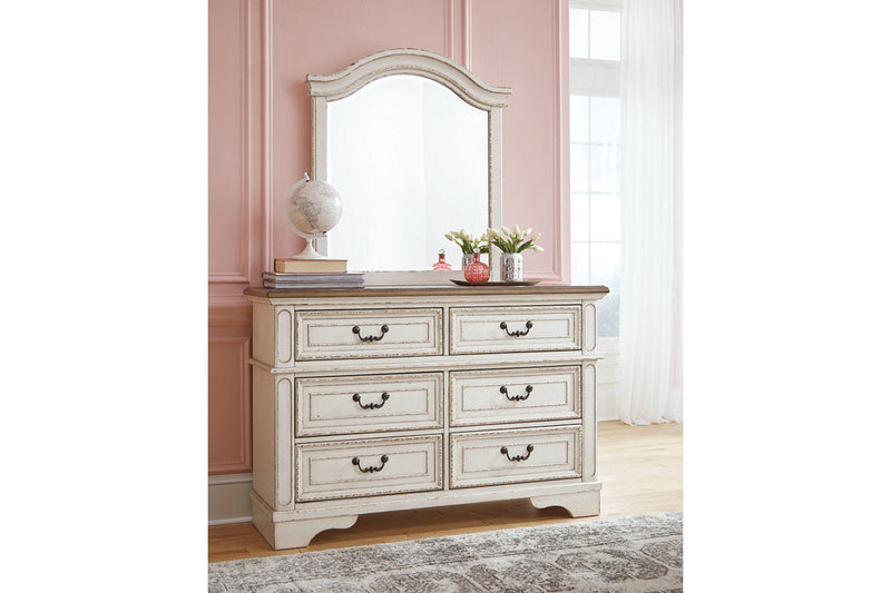 Realyn Chipped White Dresser and Mirror -  Ashley - DMV Furniture