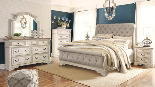 Realyn Chipped White Sleigh Bedroom Set from Ashley - DMV Furniture