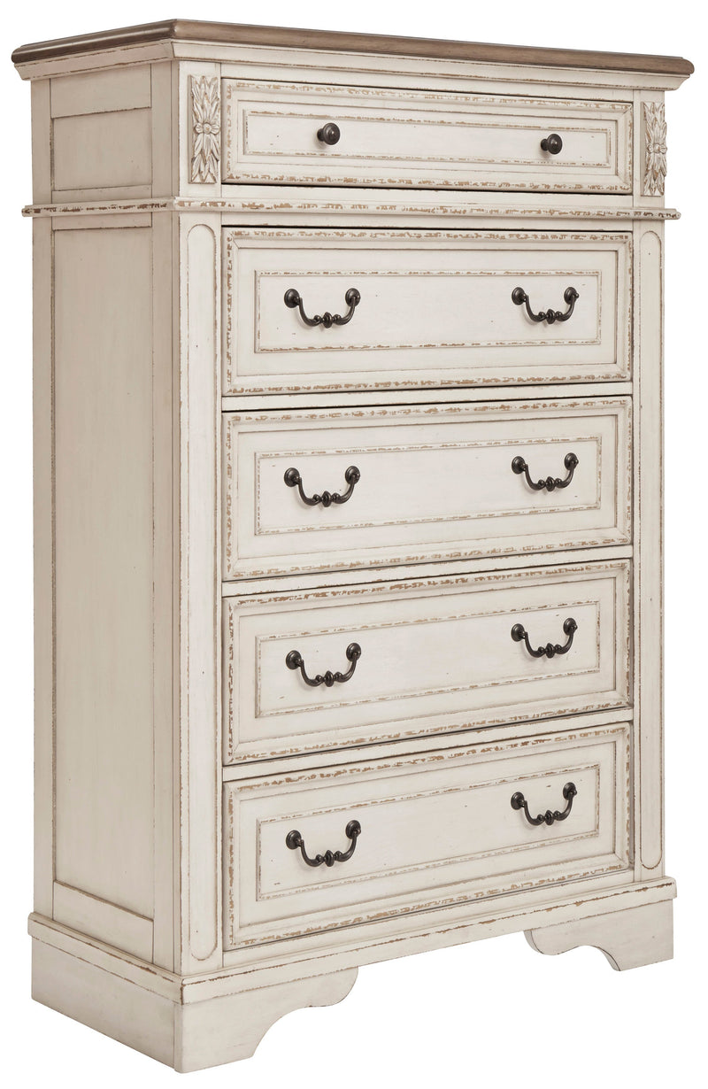 Realyn Chipped White Footboard Storage Platform Bedroom Set from Ashley - DMV Furniture