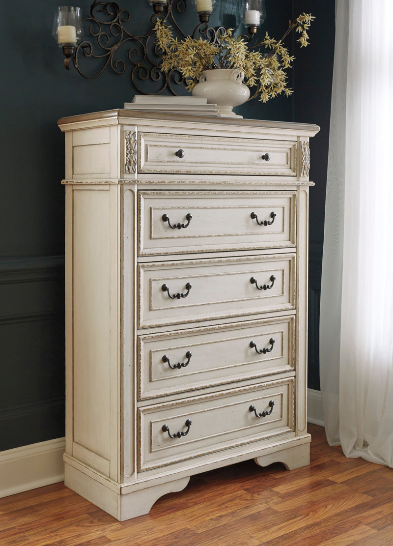Realyn Chipped White Footboard Storage Platform Bedroom Set from Ashley - DMV Furniture