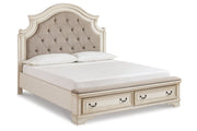 Realyn Two-tone King Upholstered Storage Platform Bed from Ashley - DMV Furniture