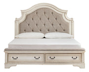 Realyn Chipped White Footboard Storage Platform Bedroom Set from Ashley - DMV Furniture