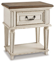Realyn Two-tone Twin Upholstered Panel Bed and Nightstand from Ashley - DMV Furniture
