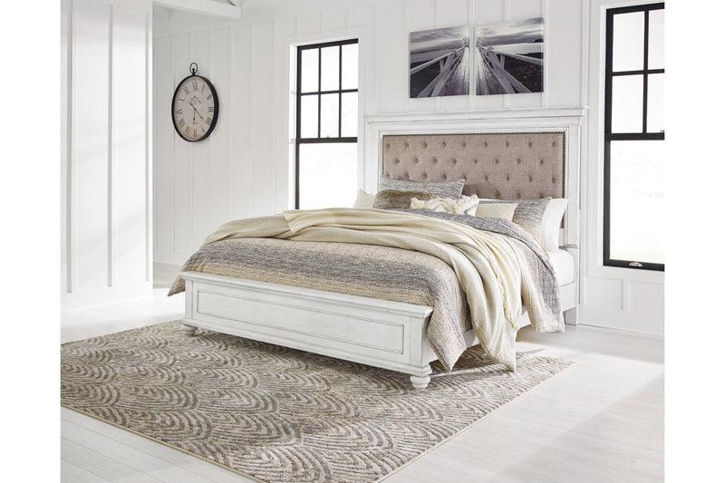 Kanwyn Whitewash California King Panel Bed from Ashley - DMV Furniture