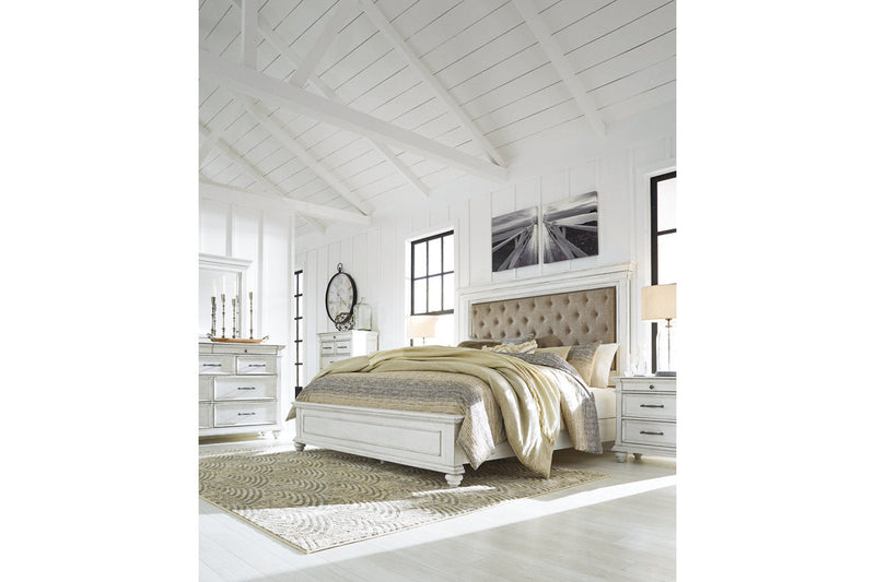 Kanwyn Whitewash California King Panel Bed from Ashley - DMV Furniture
