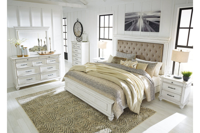 Kanwyn Whitewash California King Panel Bed from Ashley - DMV Furniture
