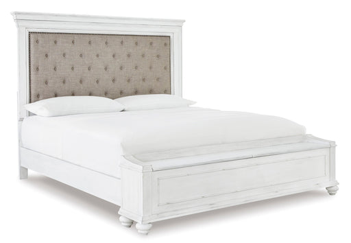 Kanwyn Whitewash Queen Upholstered Storage Bed from Ashley - DMV Furniture