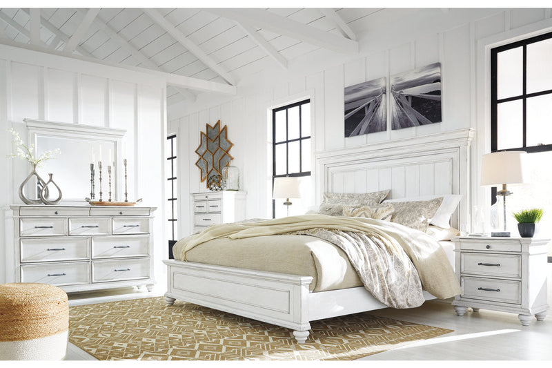 Kanwyn Whitewash California King Panel Bed -  Ashley - DMV Furniture