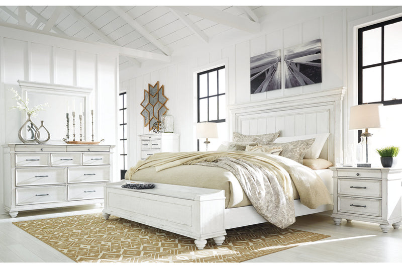 Kanwyn Whitewash California King Panel Bed -  Ashley - DMV Furniture