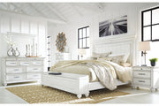 Kanwyn Whitewash California King Panel Bed with Storage Bench -  Ashley - DMV Furniture