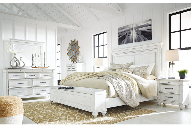 Kanwyn Whitewash California King Panel Bed -  Ashley - DMV Furniture