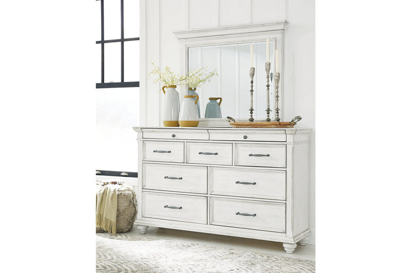 Kanwyn Whitewash Dresser and Mirror -  Ashley - DMV Furniture