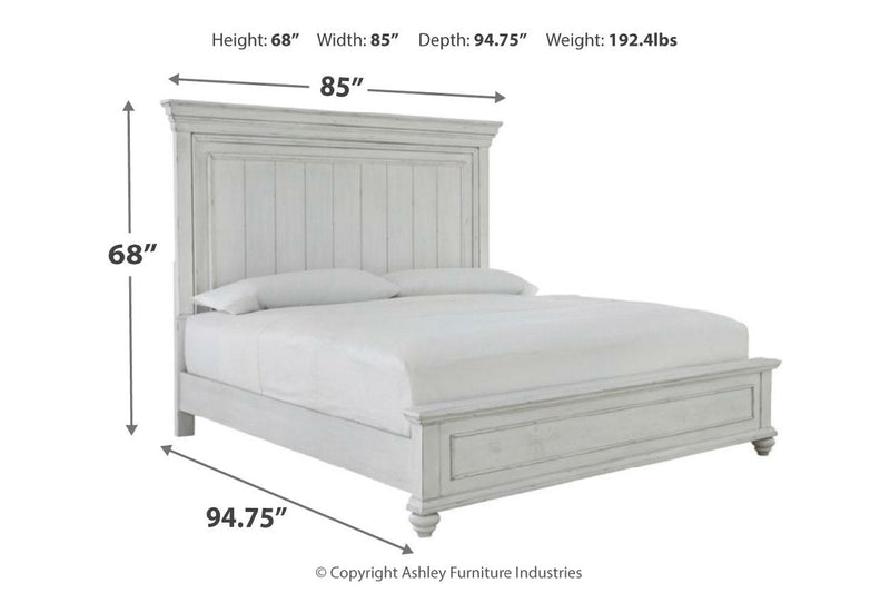 Kanwyn Whitewash California King Panel Bed -  Ashley - DMV Furniture