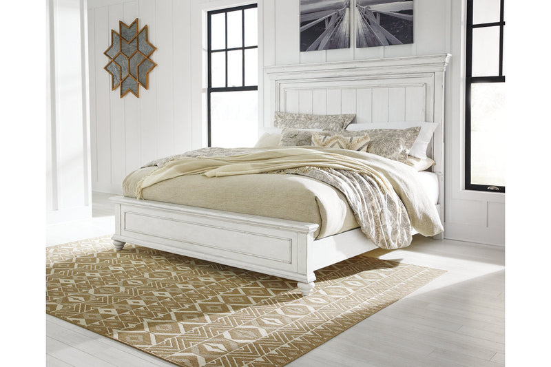 Kanwyn Whitewash California King Panel Bed -  Ashley - DMV Furniture