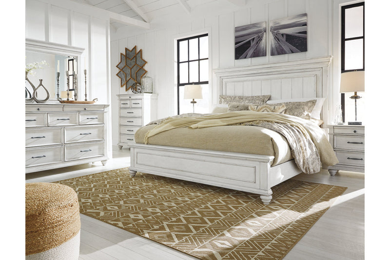 Kanwyn Whitewash California King Panel Bed -  Ashley - DMV Furniture