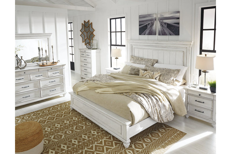 Kanwyn Whitewash California King Panel Bed -  Ashley - DMV Furniture