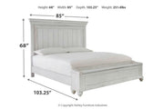Kanwyn Whitewash California King Panel Bed with Storage Bench -  Ashley - DMV Furniture