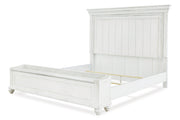 Kanwyn Whitewash California King Panel Bed with Storage Bench -  Ashley - DMV Furniture