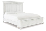 Kanwyn Whitewash California King Panel Bed with Storage Bench -  Ashley - DMV Furniture