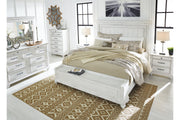 Kanwyn Whitewash California King Panel Bed with Storage Bench -  Ashley - DMV Furniture